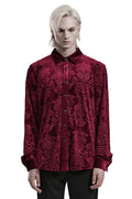 mens red damask shirt