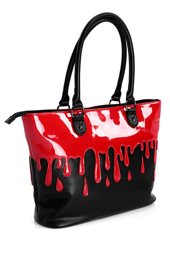 vegan leather vampire blood tote bag with carry handles