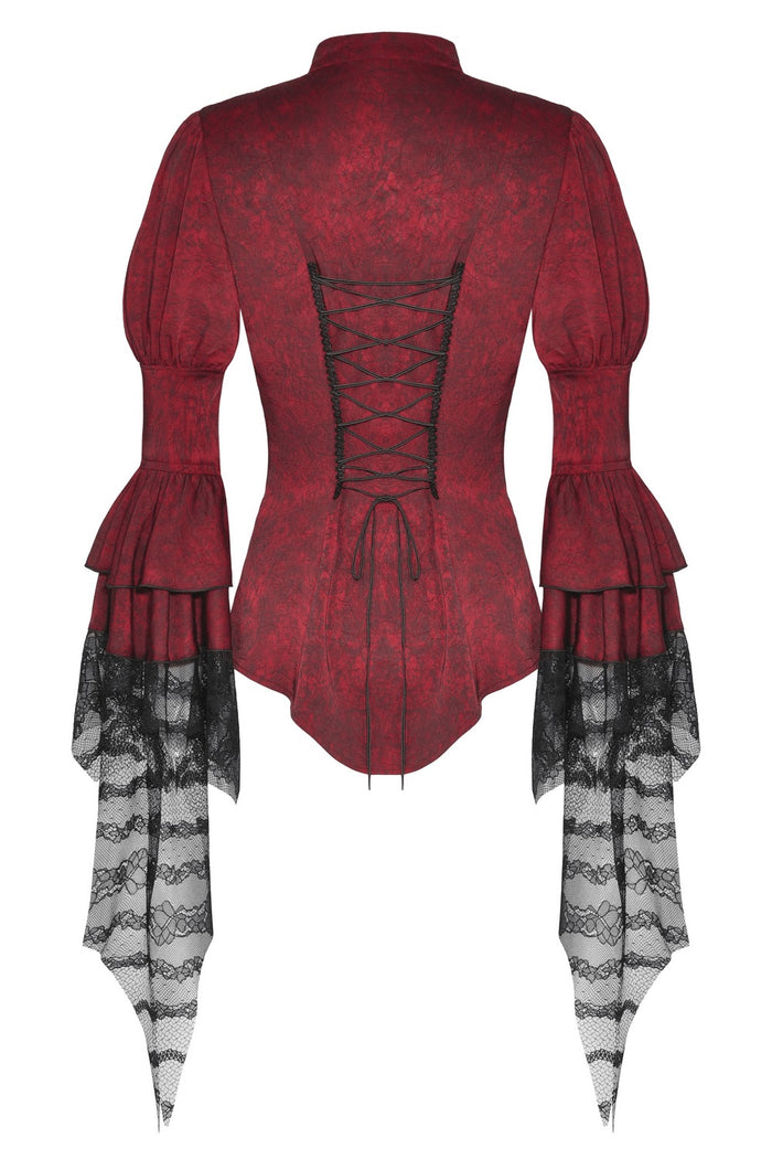 lace sleeve back corset gothic valentine's day top