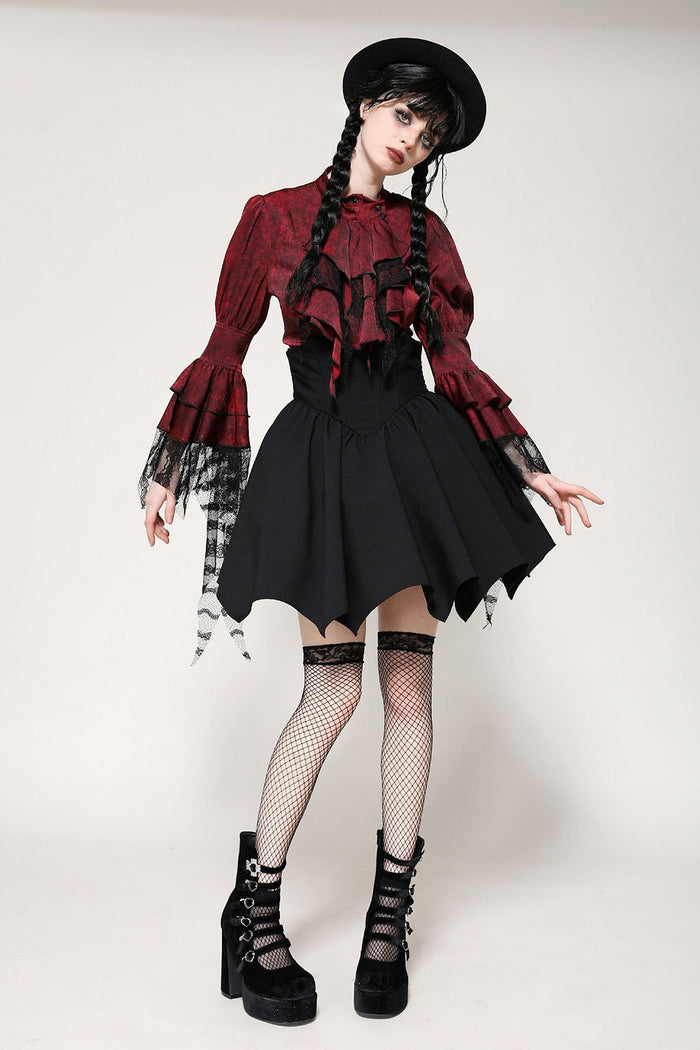 long flared sleeve gothic valentine's day top