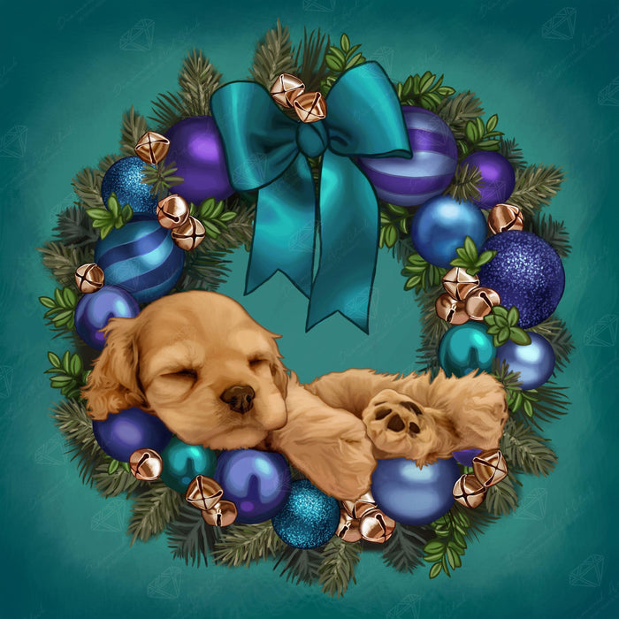 Diamond Painting Blue Christmas 17" x 17" (42.6cm x 42.6cm) / Round with 43 Colors including 4 ABs / 23,104