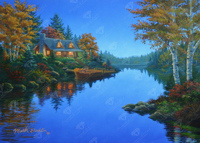 Diamond Painting Blue Lake Paradise 38.6" x 27.6" (98cm x 70cm) / Square with 58 Colors including 4 Fairy Dust Diamonds / 110,433