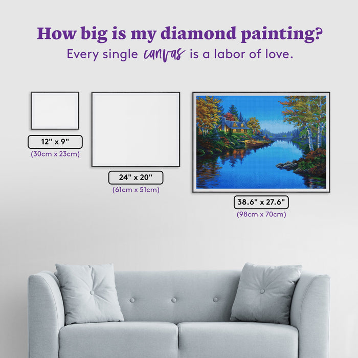 Diamond Painting Blue Lake Paradise 38.6" x 27.6" (98cm x 70cm) / Square with 58 Colors including 4 Fairy Dust Diamonds / 110,433