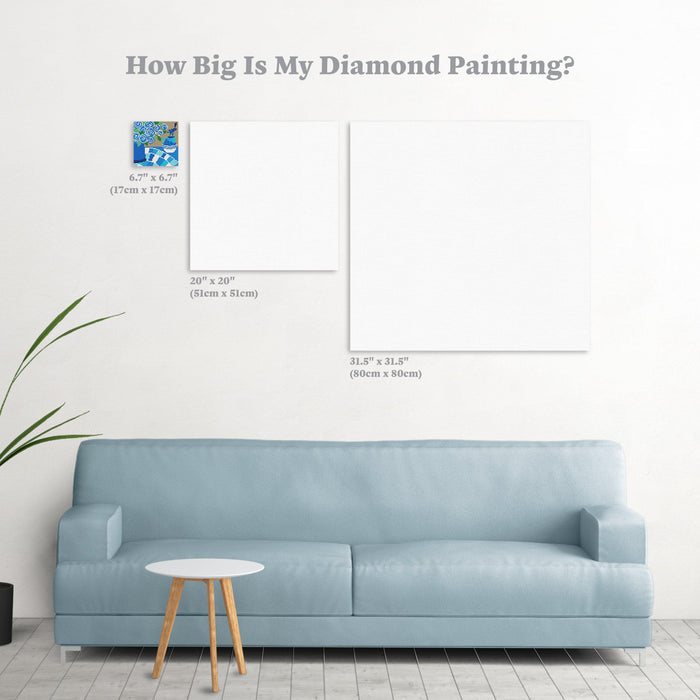 Diamond Painting Blue Summer Wren Round With 9 Colors Including 1 AB / 6.7″ x 6.7″ (17cm x 17cm)