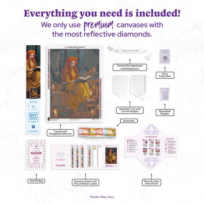 Diamond Painting Books are Magic 22" x 31" (55.8cm x 78.7cm) / Square With 70 Colors Including 2 ABs and 2 Fairy Dust Diamonds / 70,784