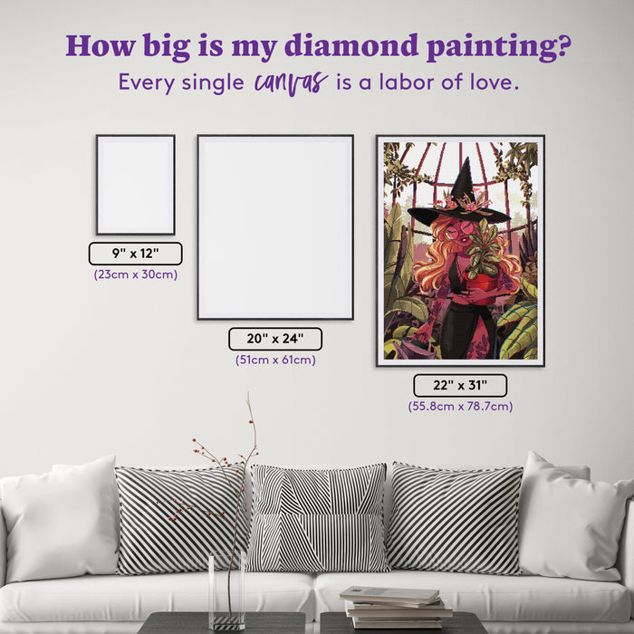 Diamond Painting Botanical Witch 22" x 31" (55.8cm x 78.7cm) / Square with 58 Colors including 1 AB and 1 Iridescent Diamond and 5 Fairy Dust Diamonds / 70,784