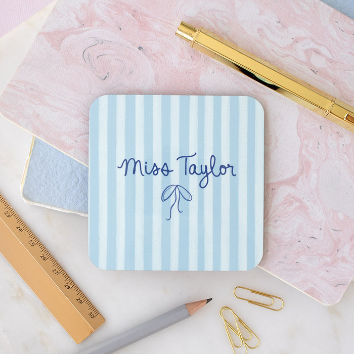 Bow Personalised Teacher Name Coaster | Add on