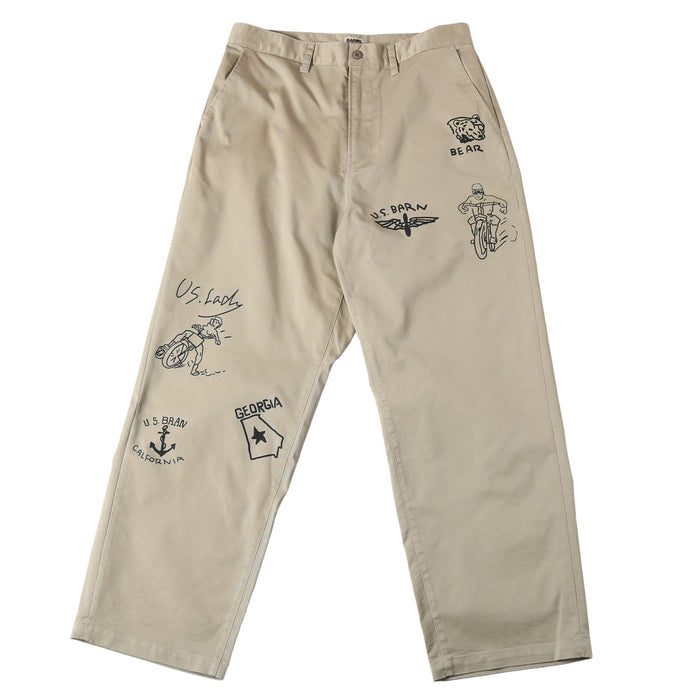 BR-25442 AUTHENTIC T/C CHINO PRINT PANTS - BEIGE