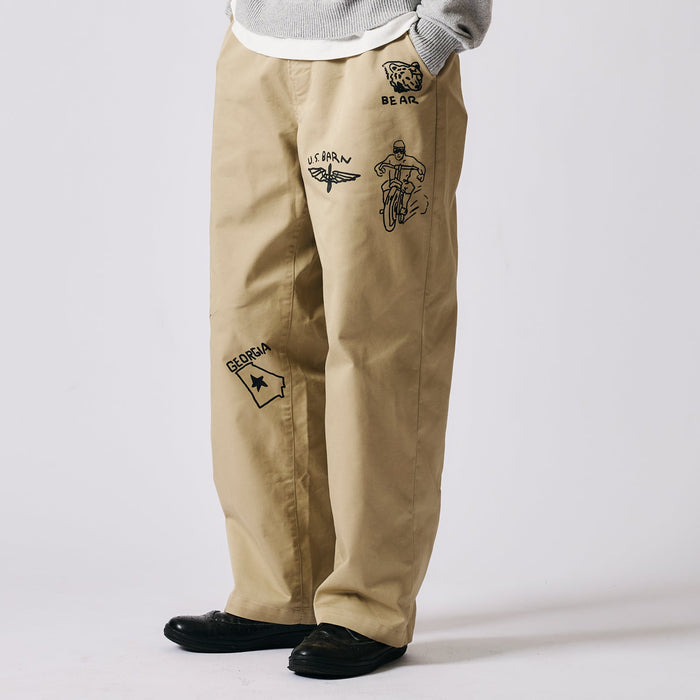 BR-25442 AUTHENTIC T/C CHINO PRINT PANTS - BEIGE