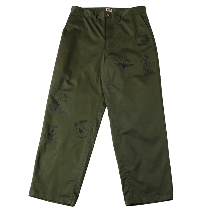 BR-25442 AUTHENTIC T/C CHINO PRINT PANTS - KHAKI