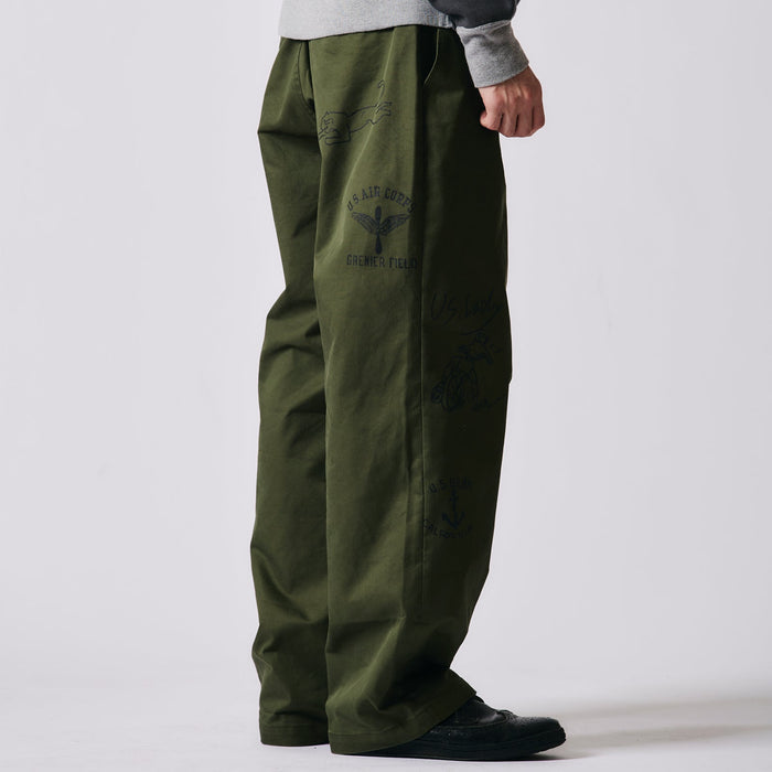 BR-25442 AUTHENTIC T/C CHINO PRINT PANTS - KHAKI