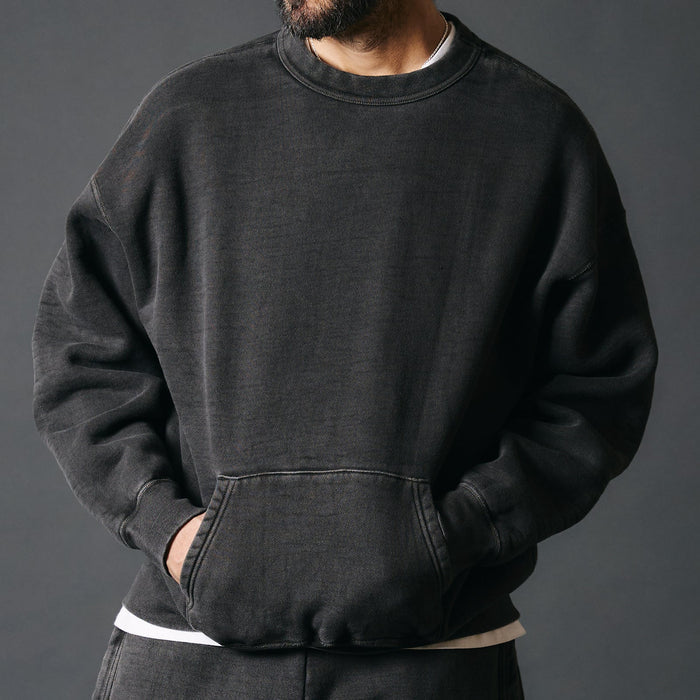 BR-3041PG "STANDARD" COZUN PLANE CREWNECK SWEATSHIRT PIGMENT DYE - BLACK