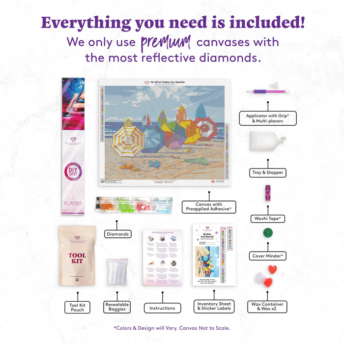 Diamond Painting Brellas and Boards 28" x 22″ (71cm x 56cm) / Round with 47 Colors including 3 ABs / 50,538