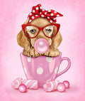 Diamond Painting Bubblegum Spaniel 16" x 19″ (41cm x 48cm) / Round with 27 Colors including 1 AB / 9,562