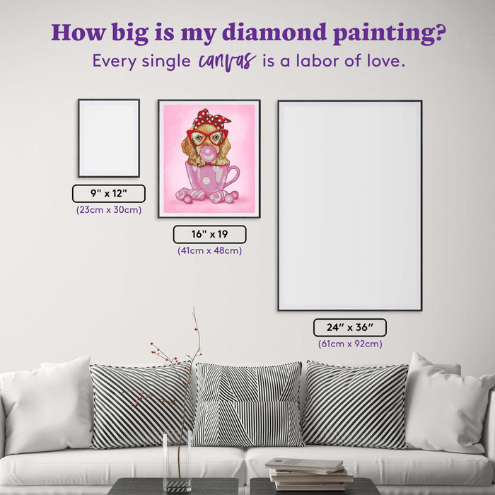 Diamond Painting Bubblegum Spaniel 16" x 19″ (41cm x 48cm) / Round with 27 Colors including 1 AB / 9,562