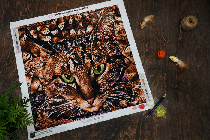 Diamond Painting Bud the Tabby Cat 22" x 22" (55.8cm x 55.8cm) / Square with 21 Colors including 2 ABs / 50,176