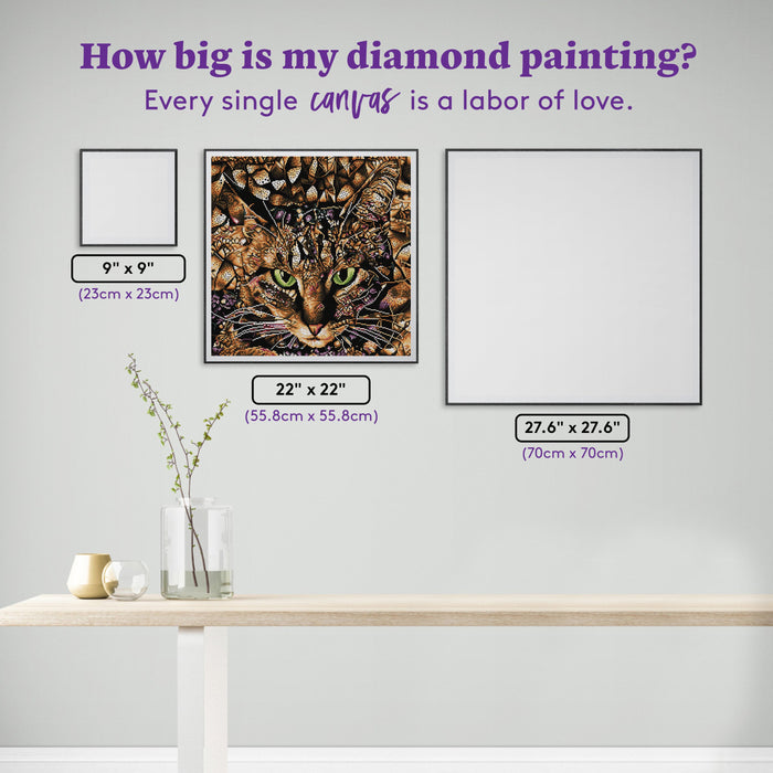 Diamond Painting Bud the Tabby Cat 22" x 22" (55.8cm x 55.8cm) / Square with 21 Colors including 2 ABs / 50,176