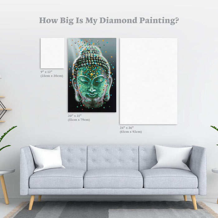 Diamond Painting Buddha Deep Serenity 20" x 31″ (51cm x 79cm) / Round with 33 Colors including 2 ABs / 28,447