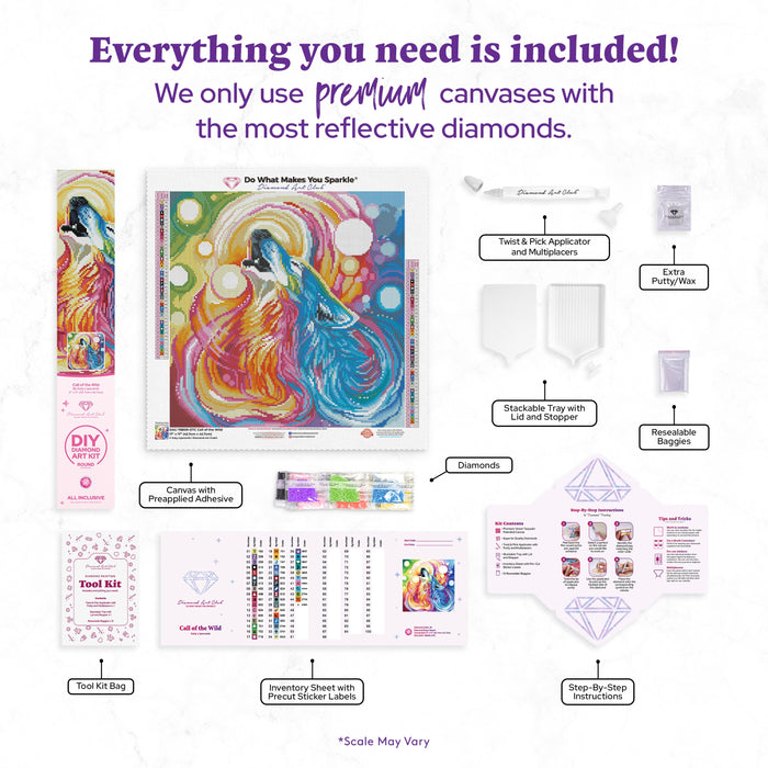 Diamond Painting Call of the Wild 17" x 17" (42.7cm x 42.7cm) / Round with 45 Colors including 2 ABs and 3 Fairy Dust Diamonds / 24,025