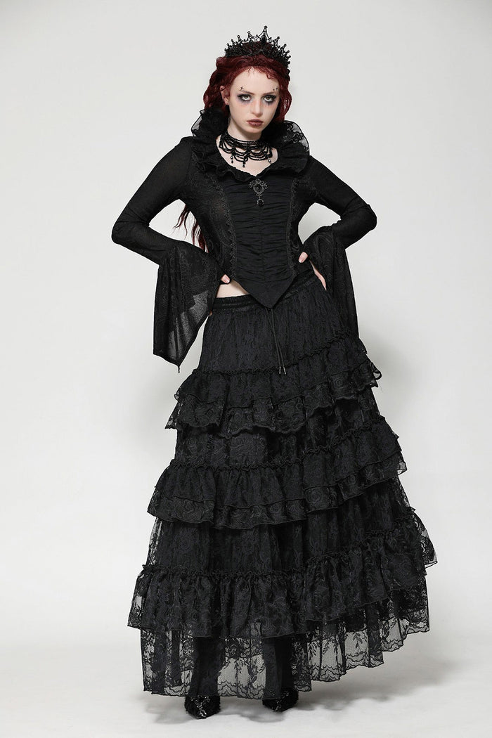 womens ruffled cupcake long skirt