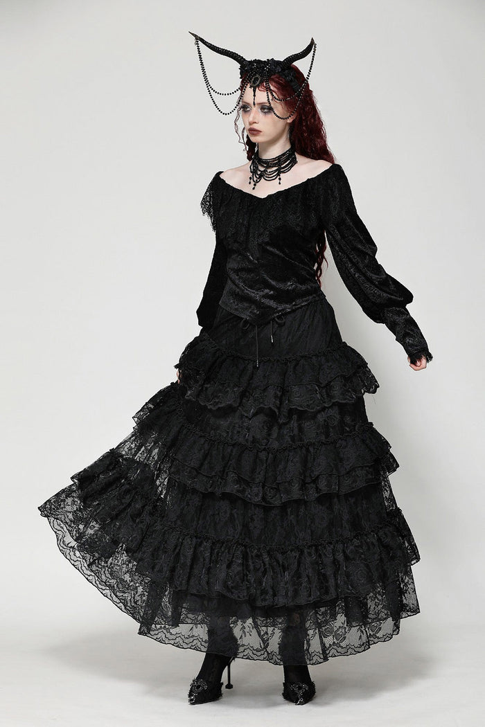 womens ruffled long skirt