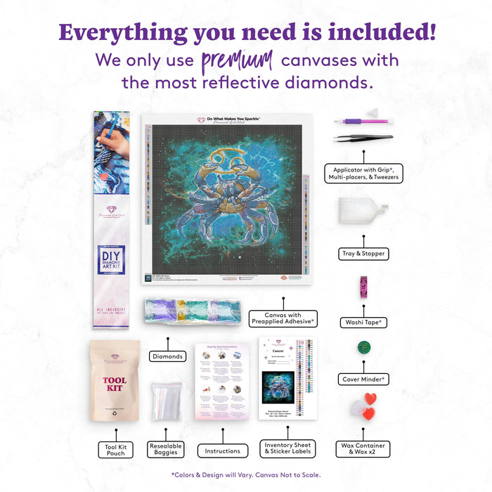 Diamond Painting Cancer 22" x 22" (56cm x 56cm) / Square with 56 Colors including 3 ABs / 50,176