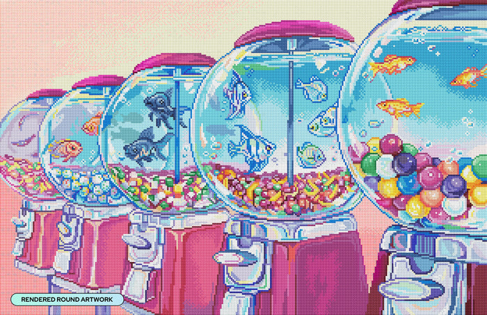 Diamond Painting Candy Fish 34" x 22" (85.9cm x 55.6cm) / Round with 65 Colors including 4 ABs and 2 Fairy Dust Diamonds / 63,024