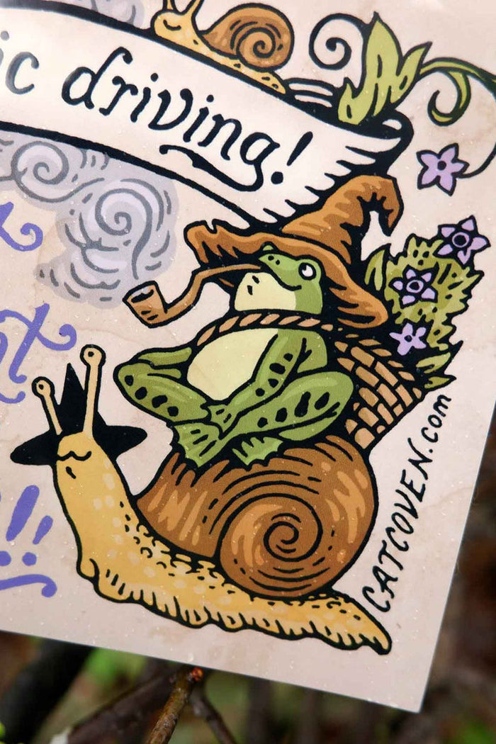 cottagecore snail and toad car magnet