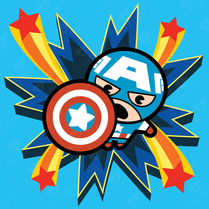Diamond Painting Captain America™ 13" x 13" (32.8cm x 32.8cm) / Round with 11 Colors including 2 ABs / 13,689