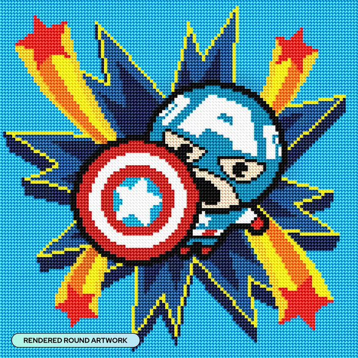 Diamond Painting Captain America™ 13" x 13" (32.8cm x 32.8cm) / Round with 11 Colors including 2 ABs / 13,689