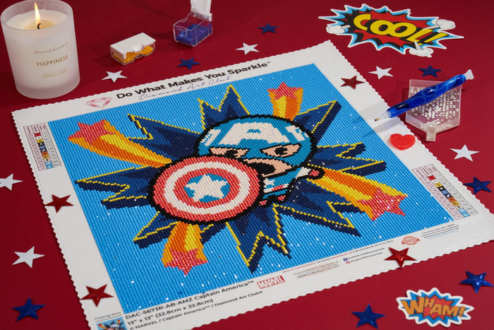 Diamond Painting Captain America™ 13" x 13" (32.8cm x 32.8cm) / Round with 11 Colors including 2 ABs / 13,689