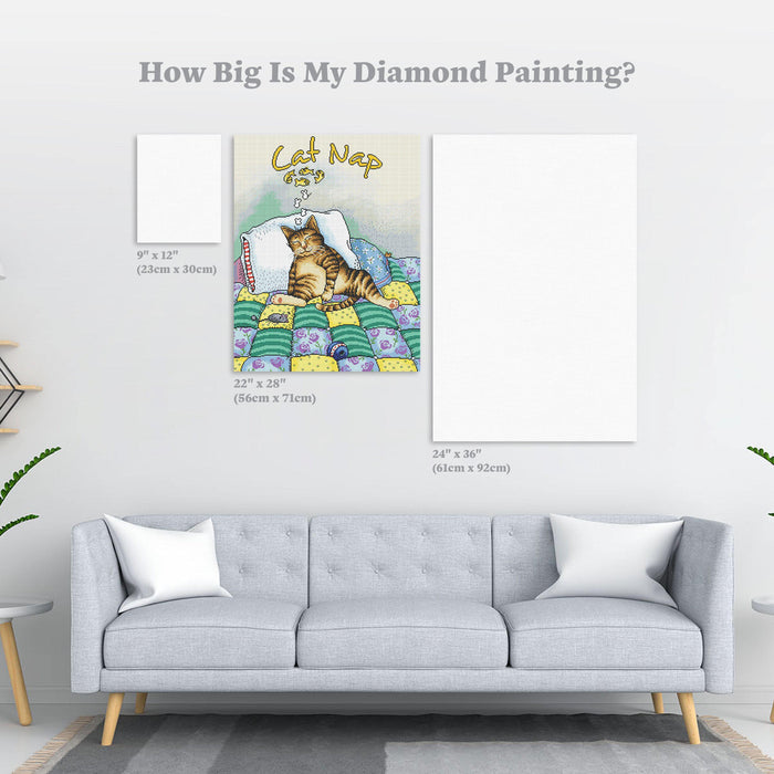 Diamond Painting Cat Nap 22" x 28″ (56cm x 71cm) / Square with 35 Colors including 4 ABs / 62,101