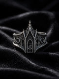 Gothic 925 sterling silver cathedral lancet arch ring — soaring pointed arch band front view