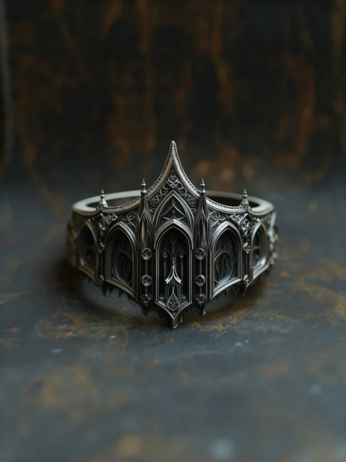 Cathedral Crown Ring, Gothic cathedral facade detail