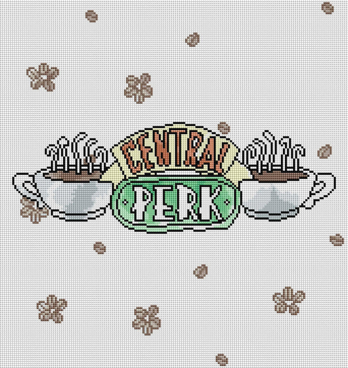 Diamond Painting Central Perk™ - White & Coffee 17" x 18″ (43cm x 46cm) / Square With 16 Colors Including 2 ABs / 30,951