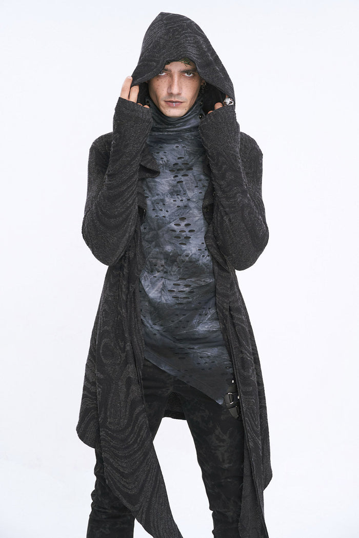 Chained Corrosion Hooded Cardigan - mens outerwear - VampireFreaks - Devil Fashion