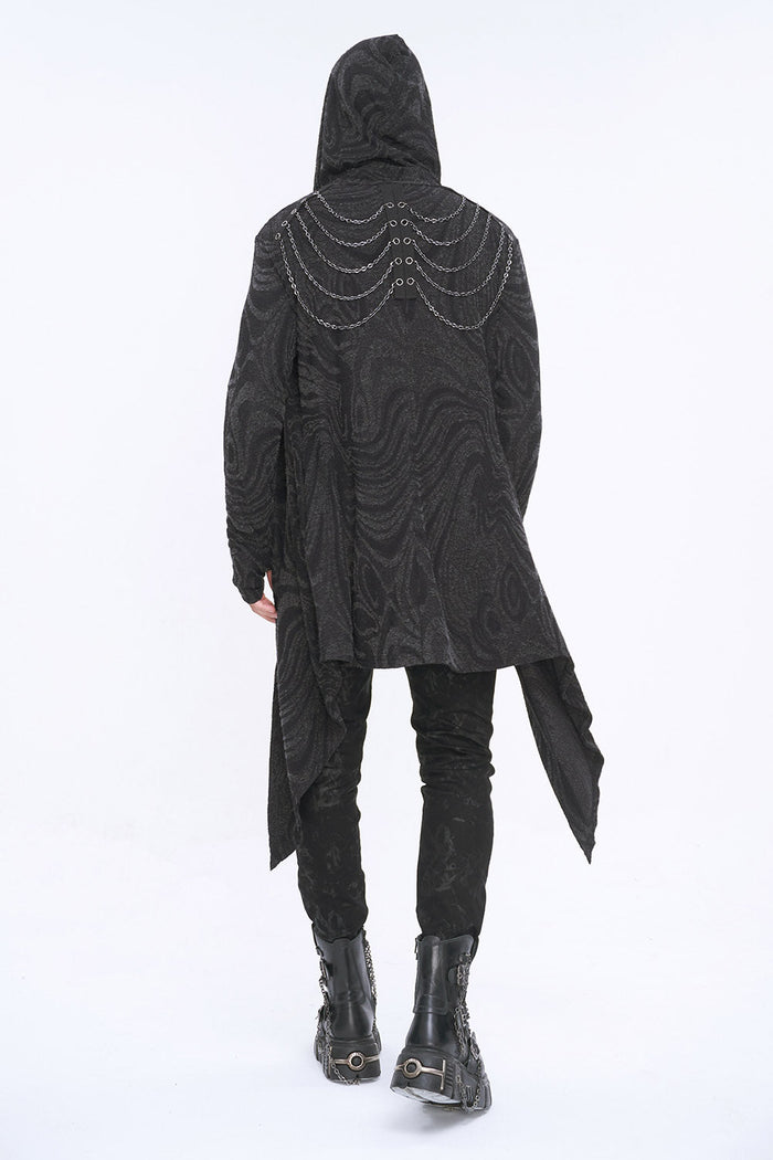 Chained Corrosion Hooded Cardigan - mens outerwear - VampireFreaks - Devil Fashion