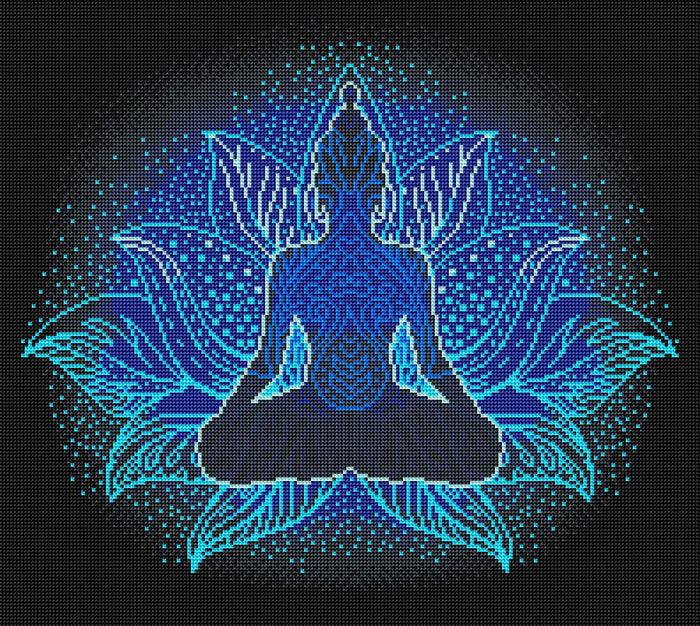 Diamond Painting Chakra Lotus 19.7" x 22.0″ (50cm x 56cm) / Round With 7 Colors Including 1 Glow-in-the-Dark AB / 35,046