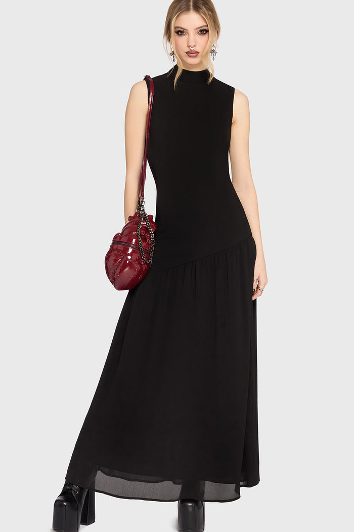 gothic women wearing a anatomical heart shaped 3d novelty purse  by killstar