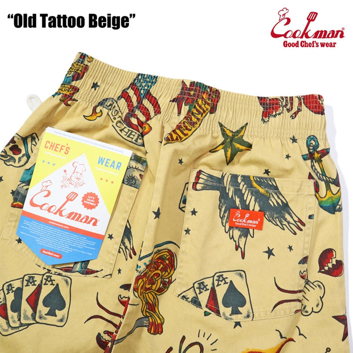 CHEF SHORT PANTS OLD TATTOO - BEIGE