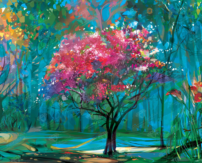 Diamond Painting Cherry Blossom 19.7″ x 24.4″ (50cm x 62cm) / Round With 38 Colors including 2 ABs / 38,764