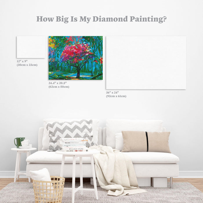 Diamond Painting Cherry Blossom 19.7″ x 24.4″ (50cm x 62cm) / Round With 38 Colors including 2 ABs / 38,764