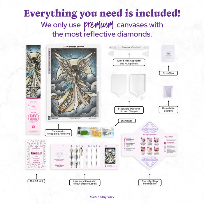 Diamond Painting Child of Heaven 20" x 30" (50.7cm x 76cm) / Round with 41 Colors including 2 ABs and 1 Fairy Dust Diamonds / 49,051