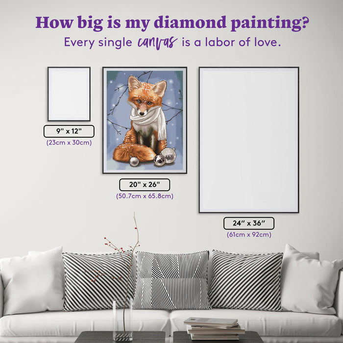 Diamond Painting Christmas Fox 20" x 26" (50.7cm x 65.8cm) / Square with 37 Colors including 1 AB and 1 Fairy Dust Diamonds / 54,060