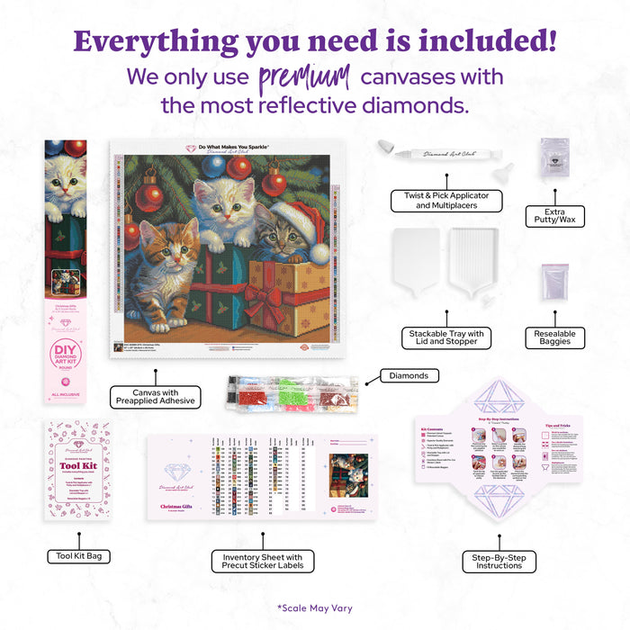 Diamond Painting Christmas Gifts 22" x 20" (55.8cm x 50.7cm) / Round with 63 Colors including 3 ABs and 2 Fairy Dust Diamonds / 36,019