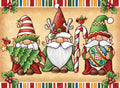 Diamond Painting Christmas Gnome Trio 30" x 22″ (76cm x 56cm) / Round with 55 Colors including 3 ABs and 1 Glow-in-the-Dark / 53,929