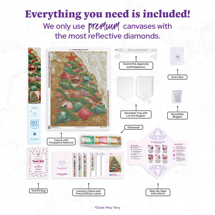 Diamond Painting Christmas Shells 25.6" x 33.9" (65cm x 86cm) / Square with 63 Colors including 3 ABs and 2 Fairy Dust Diamonds / 90,045