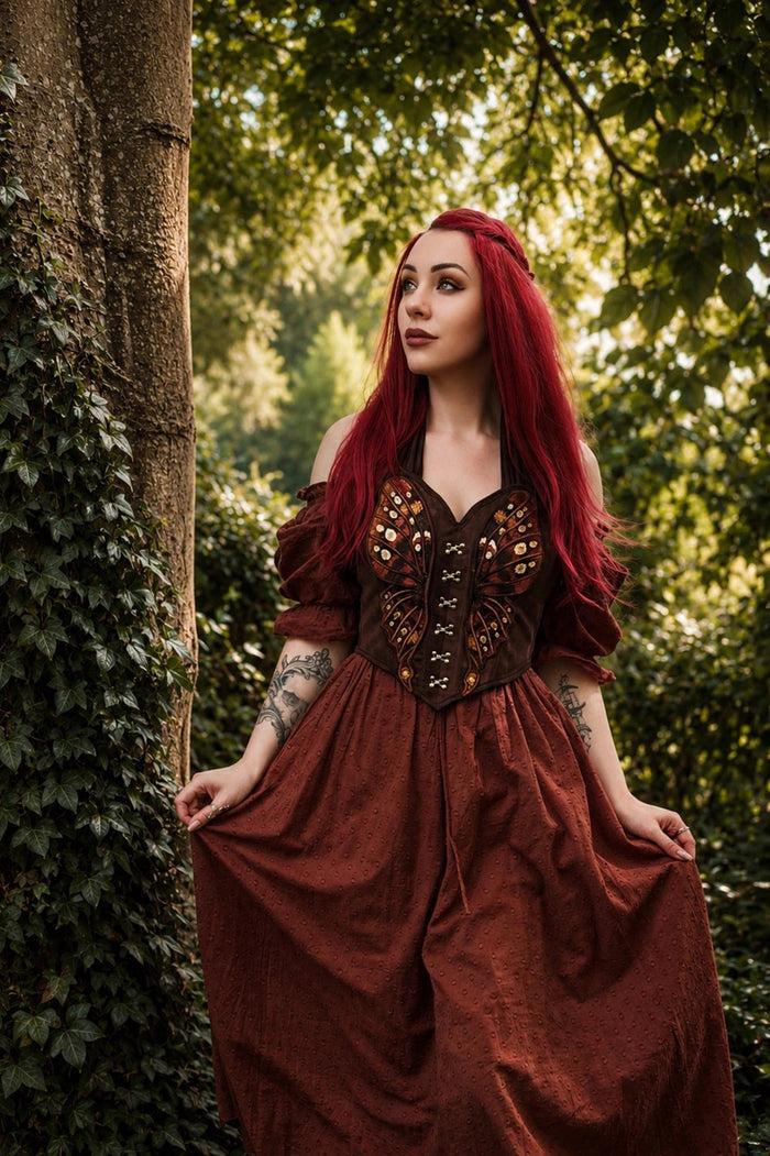 whimsical moth wings corset top