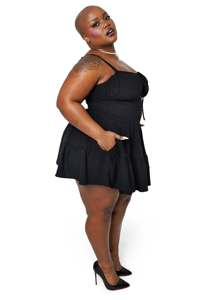 dark short cottagecore dress