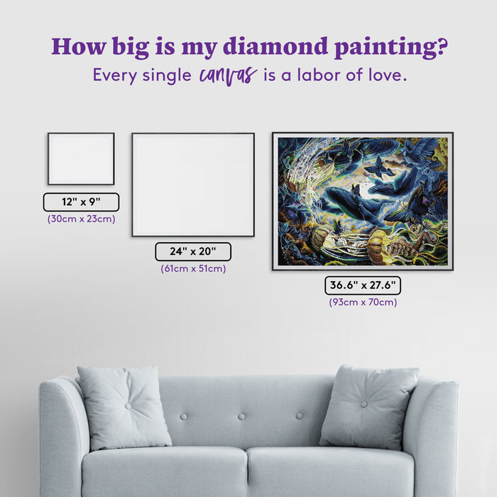 Diamond Painting Close Your Eyes 36.6" x 27.6" (93cm x 70cm) / Square with 61 Colors including 4 ABs and 3 Fairy Dust Diamonds / 104,813